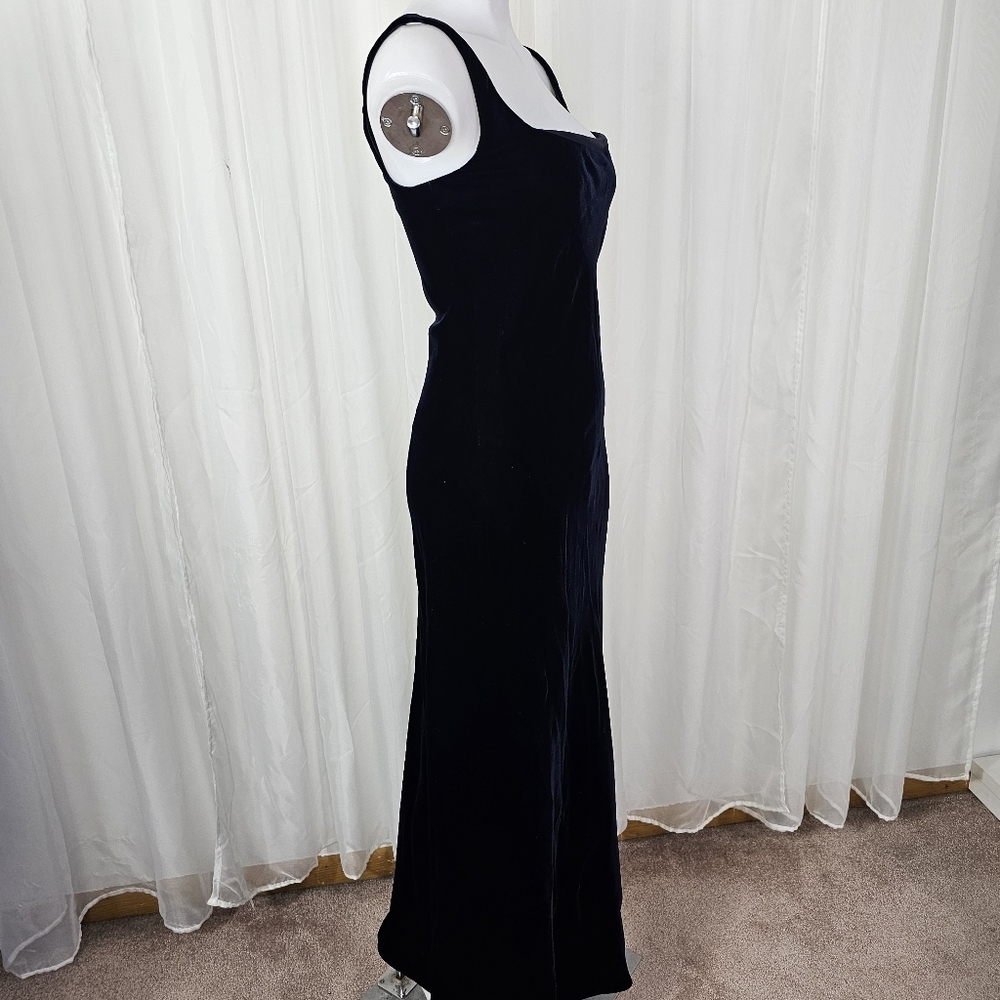 Velasco Andersson Deep Navy Blue Velvet Dress Square Neck Size 8